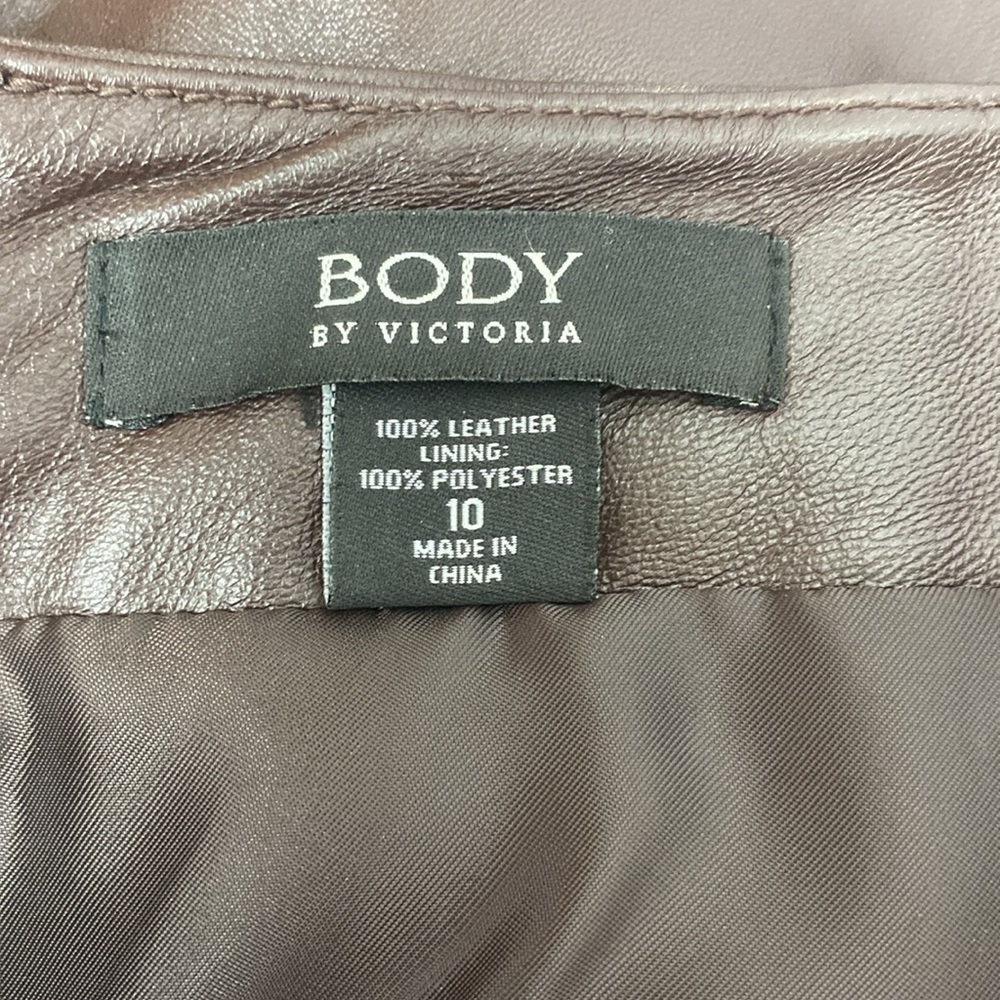 Victoria’s Secret 100% Leather Brown Chocolate Knee Length Skirt 10 - Picture 4 of 5